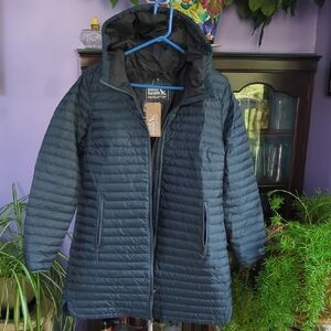 Eddie Bauer Women's Navy Hooded Puffer Coat NWT
